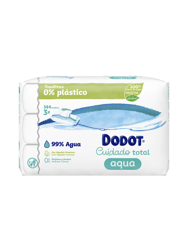 DODOT PURE 99% agua toallitas húmedas 0% plástico 144 u